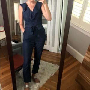 Banana Republic Denim Chambray Ruffle Jumpsuit Sz6